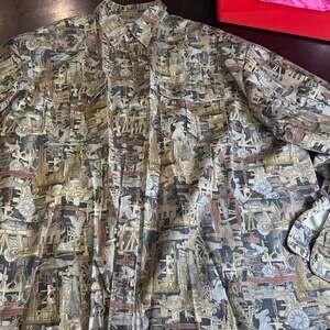 Oilfield Camo Men’s 3XL Long Sleeve Button Up Shirt  Oil Rig Print Workwear
